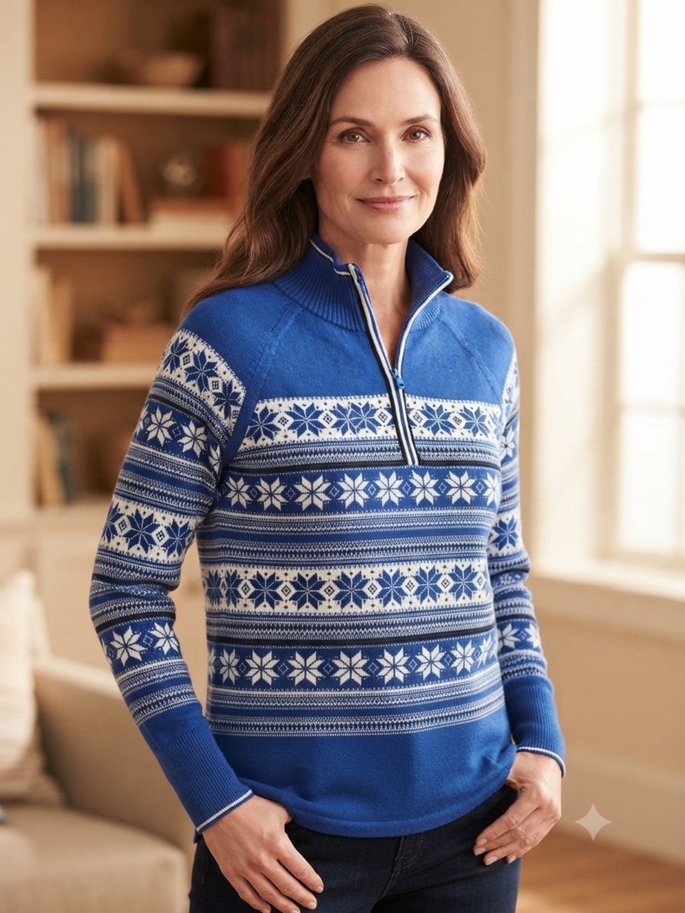 Talbots Blue Nordic Fair Isle Women's Sweater